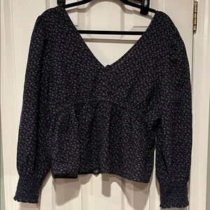 Madewell Navy Floral V-Neck Women's Top size large